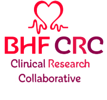 Graphic of a heart above the words BHF CRC Clinical Research Collaborative